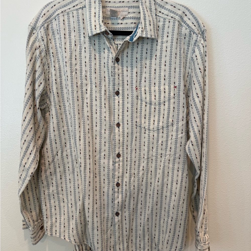 The Territory Ahead Cream and Blue Patterned Shirt - Picture 1 of 4
